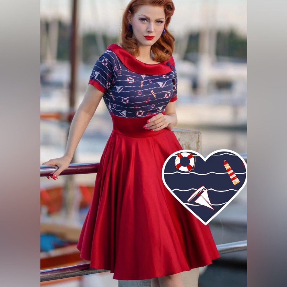 💛SOLD💛NWT Dolly & Dotty Nautical Darlene Pinup Dress: UK 14 / US 10